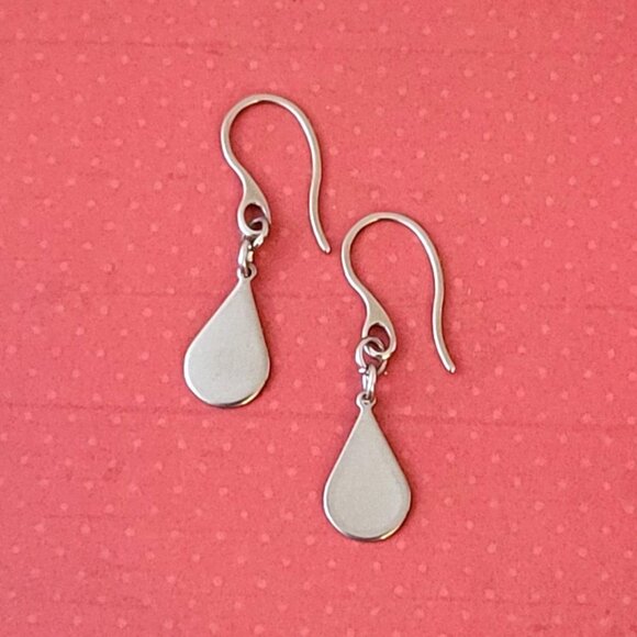 TEARDROP Stainless Steel HOOK Earrings Minimalist - Picture 6 of 16